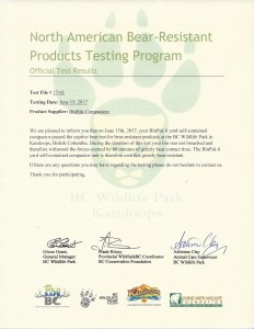 Bear Resistant Certification - GRIZZLY 061517